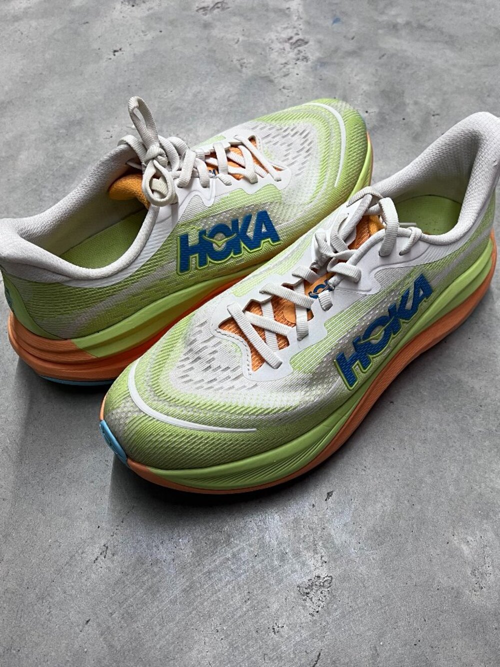 Hoka Skyflow Running Shoes Men's Size 9 Frost Solar Flare 1155111/FSTS - Used